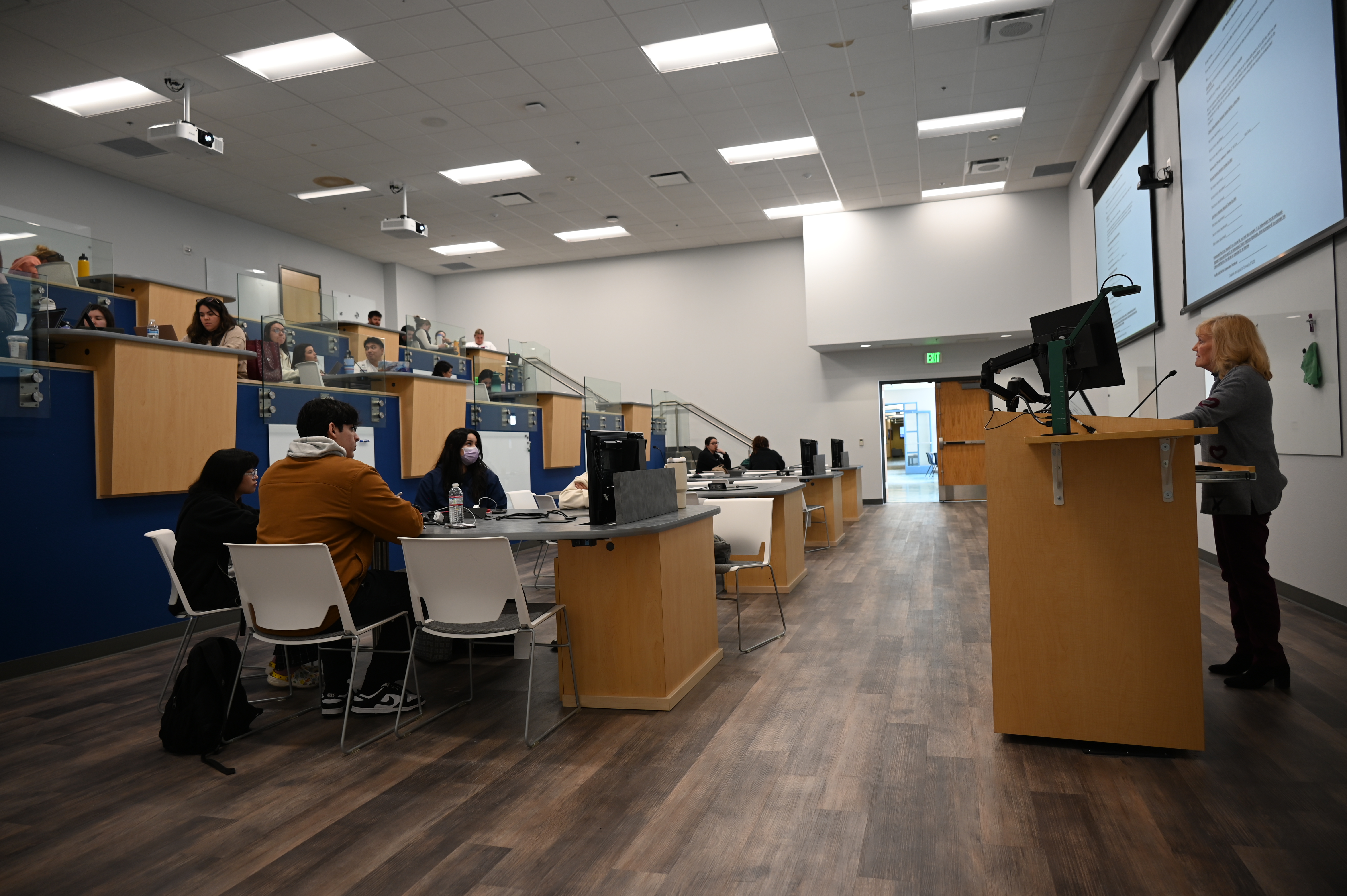 Professor Teaching a Class in Cedar Building