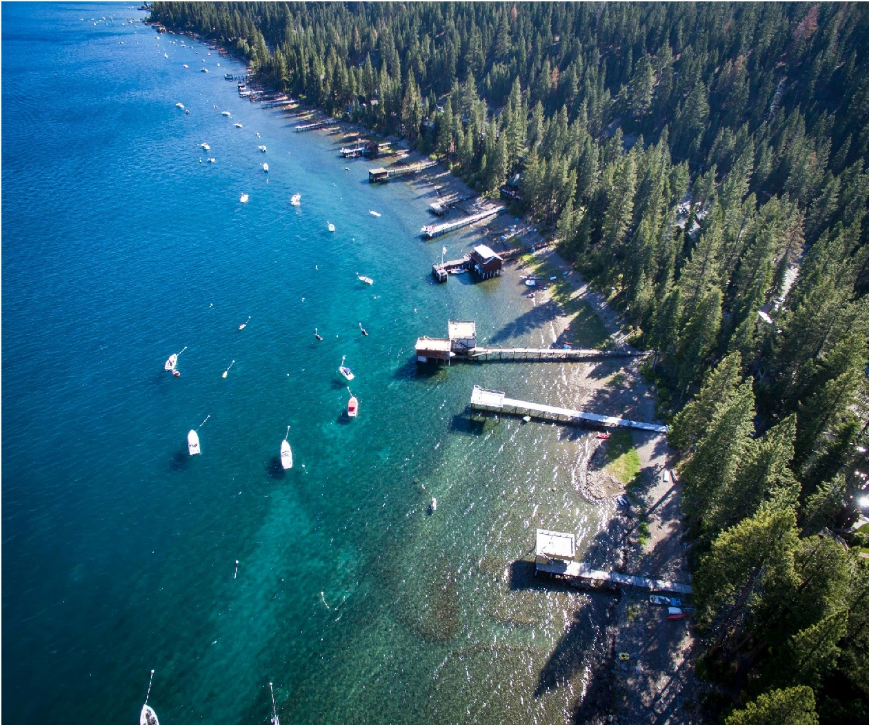 Drone view of a Lake Tahoe Boat Marina