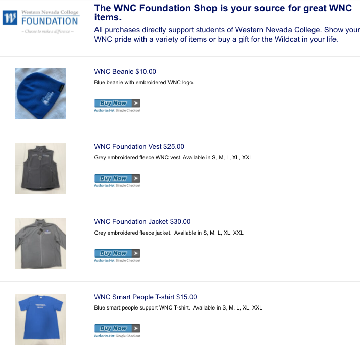Foundation Selling WNC Gear on Campus, Online